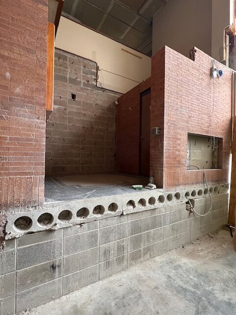 image of elevator area and re-grading for expansion