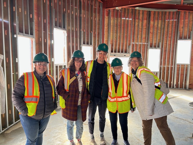 Library team on construction site