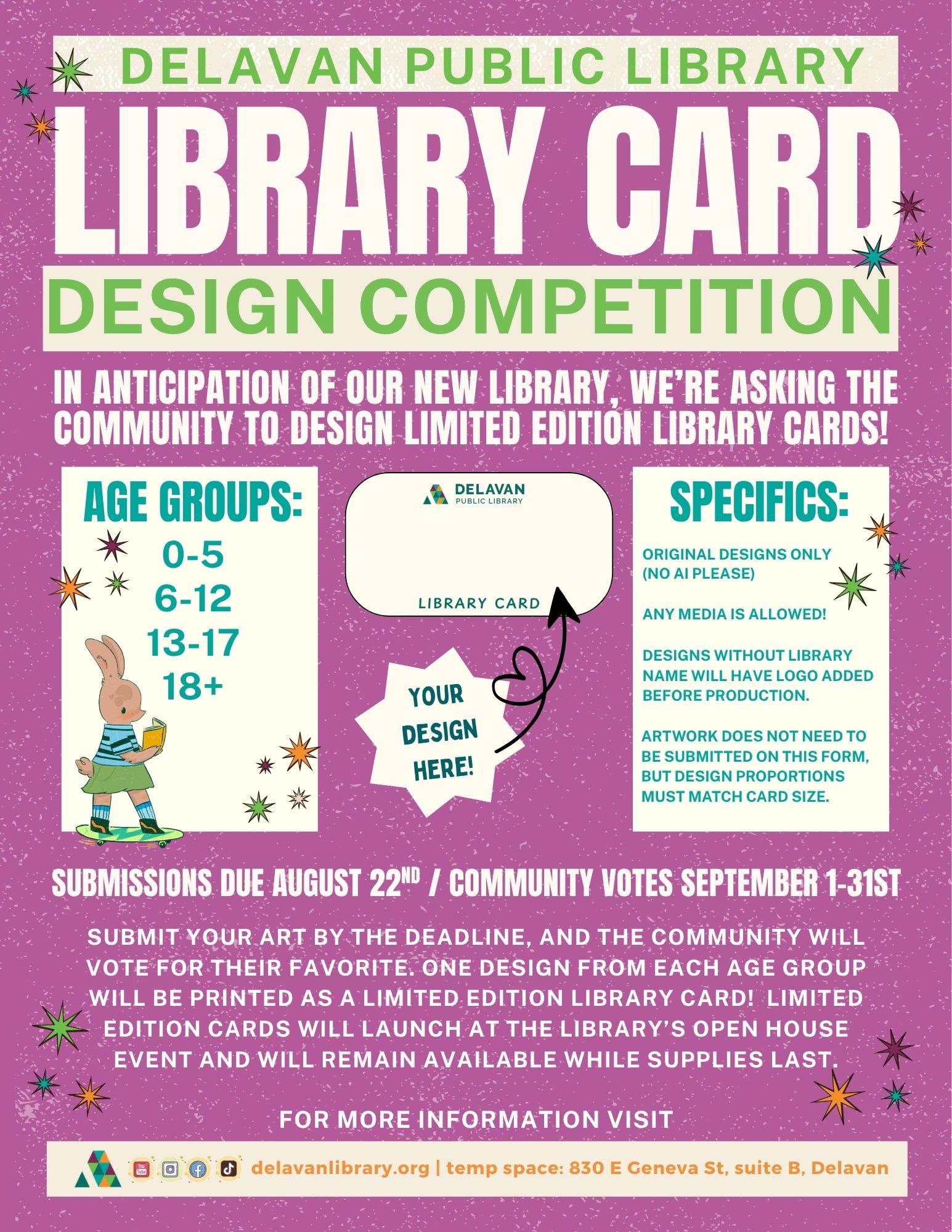 Library card design flyer