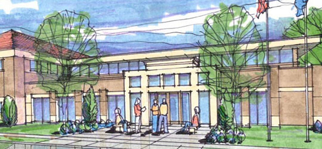 mock up expanded library building